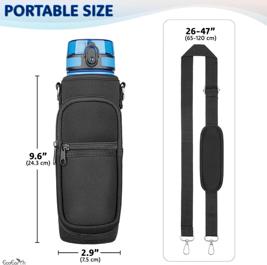 Water Bottle Holder with Strap - Water Bottle Carrier Bag for Hiking - Crossbody Hydration Pouch with Phone Holder