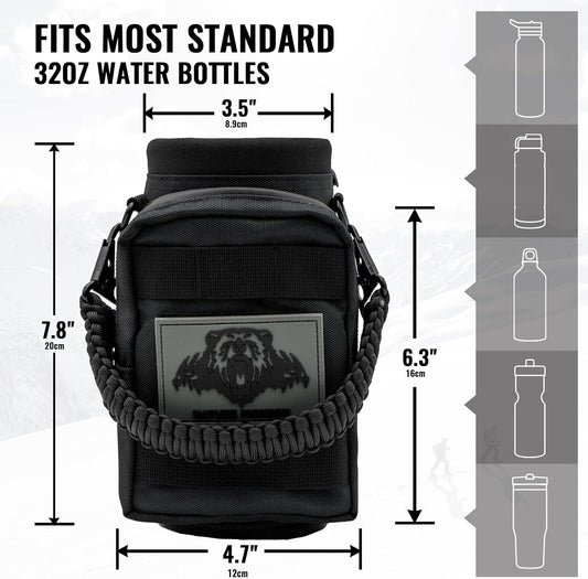 32 64 128oz Tactical Water Bottle Pouch, MOLLE Bottle Holder