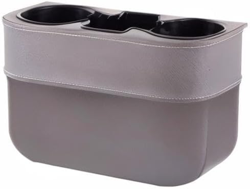 Car Console Side Seat Gap Organizer with Cup Holder, Black | Front Seat Organizer, Console Side Pocket, Cell Phone Holder, Coin Bucket, Car Storage Box, Universal Fits, Easy Installation