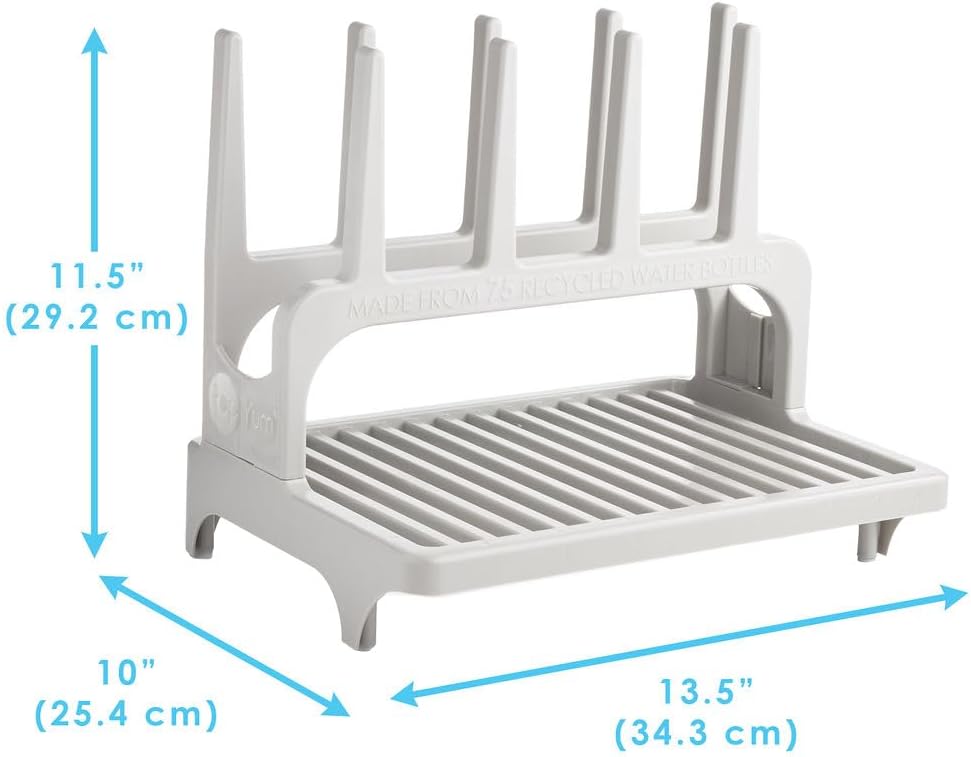 Gray Space Saving Drying Rack with Silicone Mat