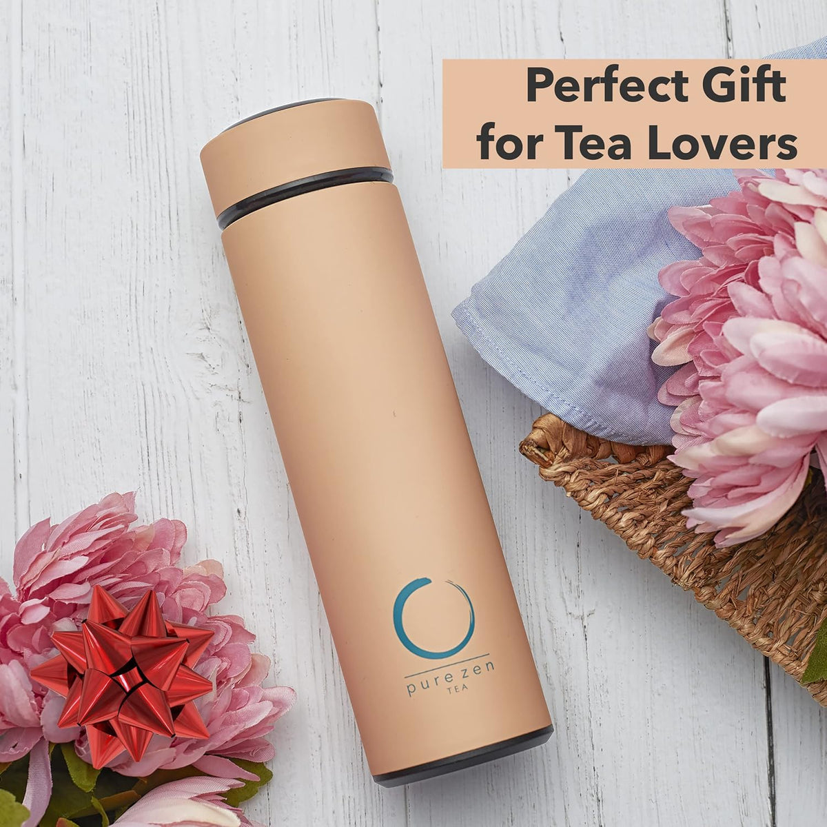 Insulated Tea Infuser Bottle, 15 oz, Tea Thermos with Infuser