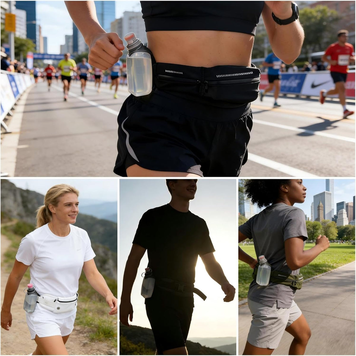 HECHZSO 8.8oz Running Water Bottle with Removable Clip for Vests and Belts