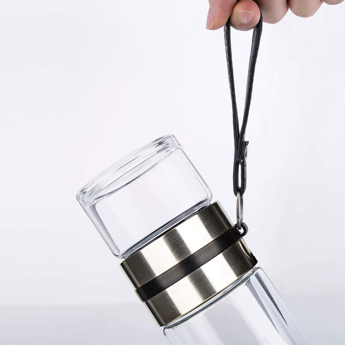 Tea Infuser Bottle,13 OZ/380ML Double Wall Glass, Leakproof