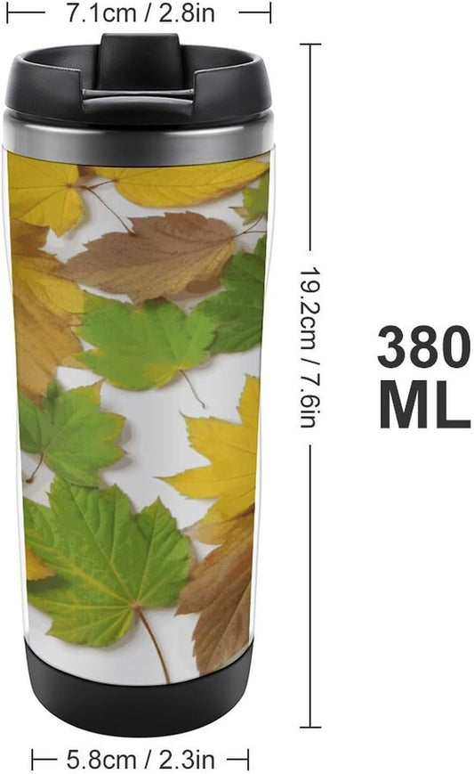 Leaves Stainless Steel Tumbler Vacuum Insulated Travel Mug with Leak-proof Lid Reusable Coffee Cup Or Water Bottle Fits Most Car Cup Holder Holiday Gift 380 Ml
