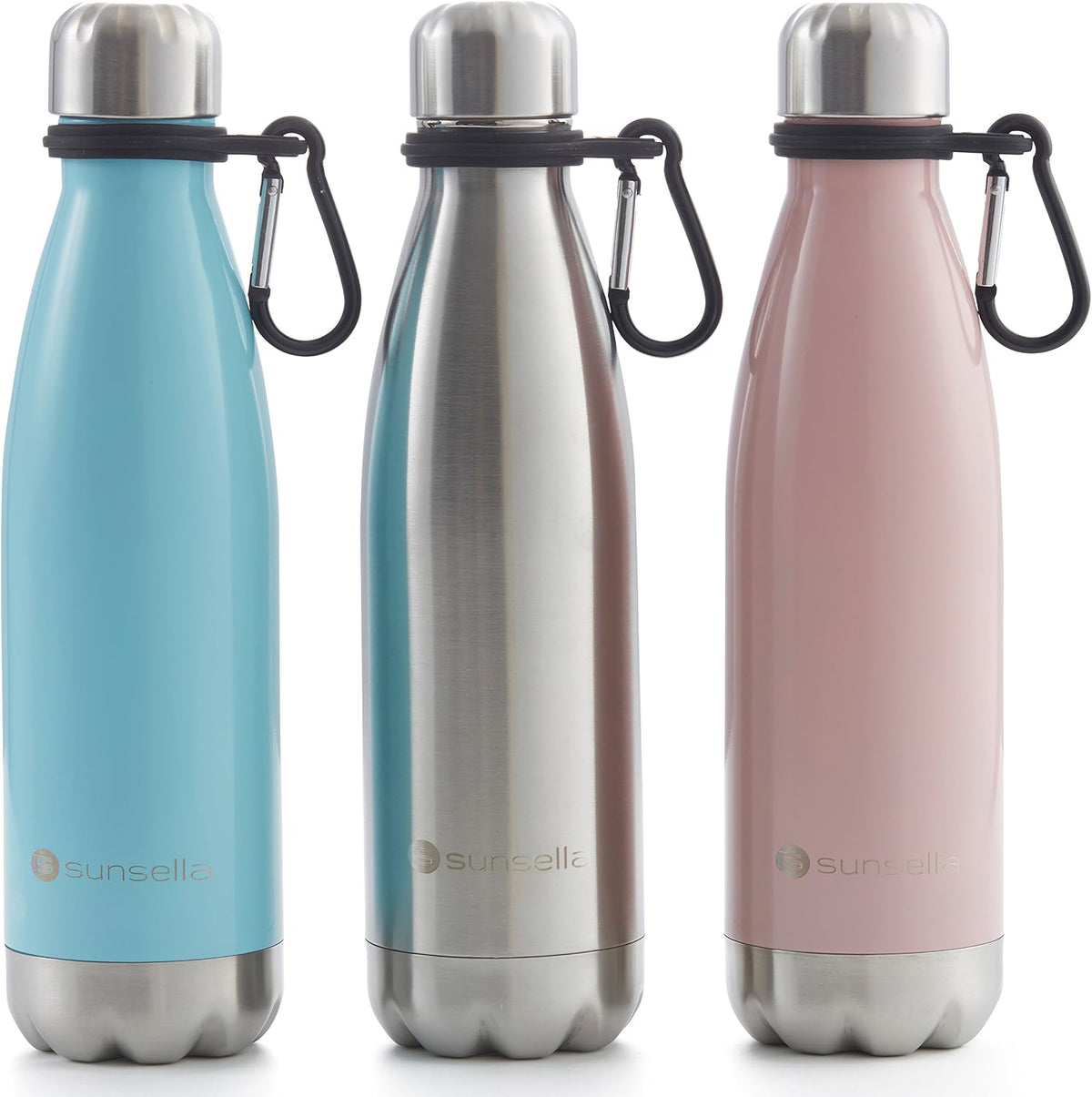 Silicone Water Bottle Carrier with Carabiner (2 Pack)
