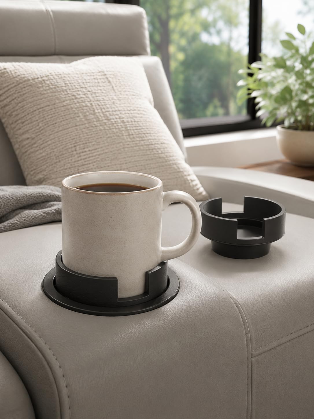 Couch Cup Holder Adapter Insert, Expands Sofa Cup Holder for Mugs & Tumblers, Universal Anti-Slip Couch Cup Holder Insert for Recliner & Sectional Use