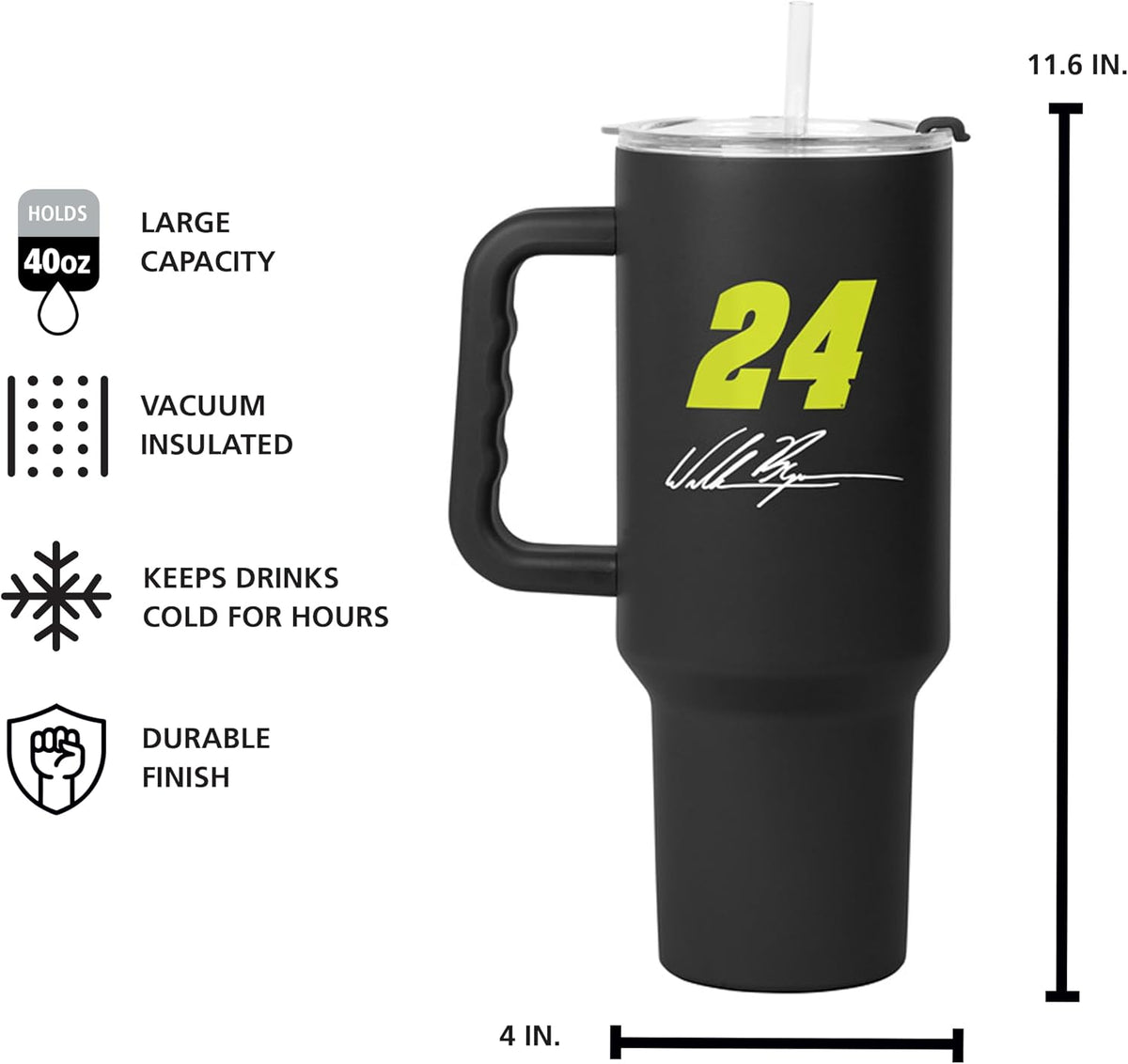 NASCAR 40oz Flipside Powder Coat Tumbler – 40oz Vacuum Insulated Tumbler, Long-Lasting Durable Finish, NASCAR Racing Design – Great for Travel and Outdoor Events