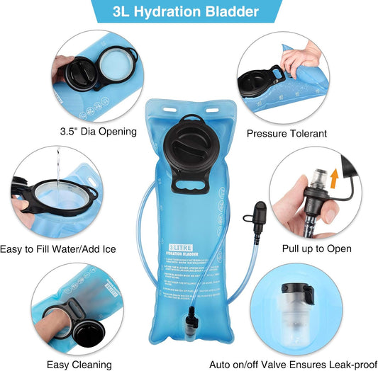 Hydration Backpack with 3L Water Bladder, Tactical Pack for Hiking