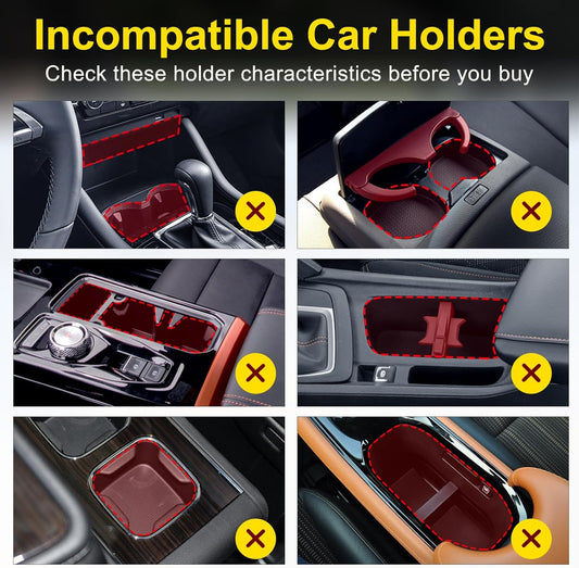 Cup Holder Expander (Adjustable Holder & Base, Auto-Fit Hold, One Button Open), Car Cup Holder Expander for Yeti, Hydro Flask, Nalgene, Owala, Bottles in 2.6"- 4.8" (Black)