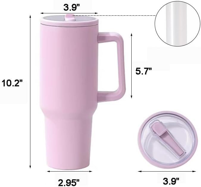 40 oz Tumbler with Handle, 100% Leakproof Insulated Tumbler with Lid and Straw, Stainless Steel Travel Mug, Water Bottle with Flip Straw, Keep Drinks Cold or Hot, Black