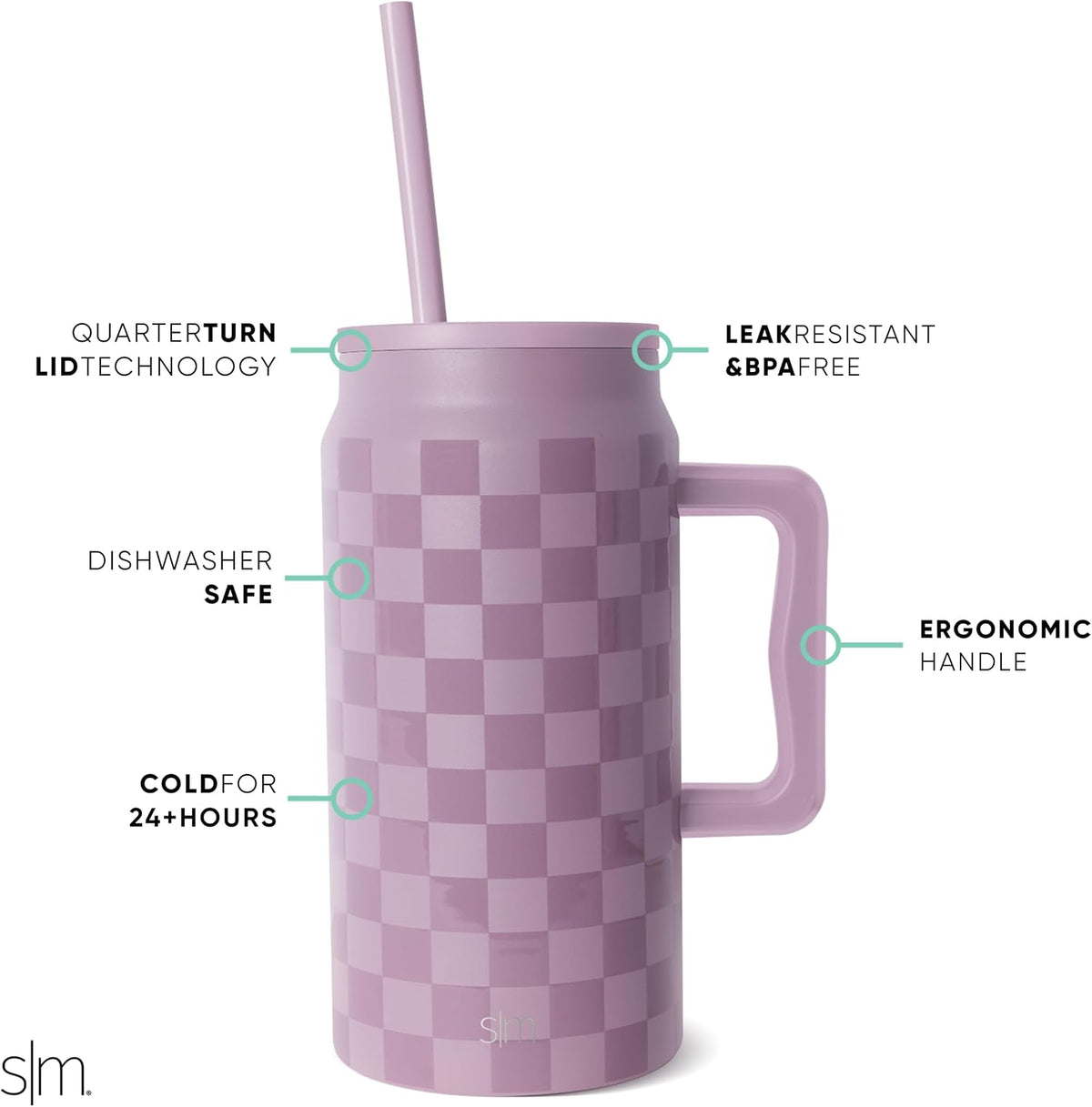 50 oz Mug Tumbler with Handle and Straw Lid | Reusable Insulated Stainless Steel Large Travel Jug Water Bottle | Gifts for Women Men Him Her | Trek Collection | 50oz | 80s Mix