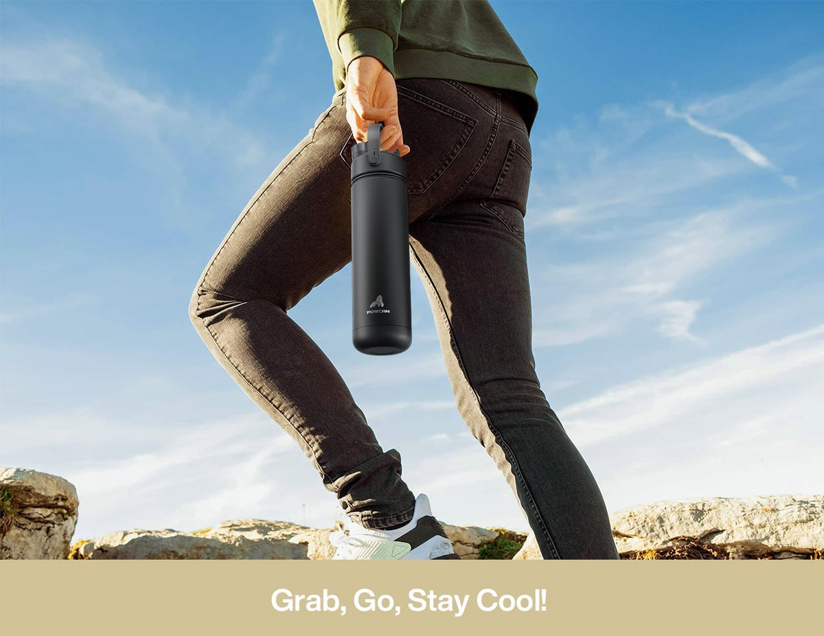 26 oz Insulated Water Bottle with 2-in-1 Straw and Spout Lid, Keep Cold 24H, Leak-Proof, Fits in Car Cup Holder, Stainless Steel Water Bottle for Sports, Travel, and School (Dark Knight) - Colors B