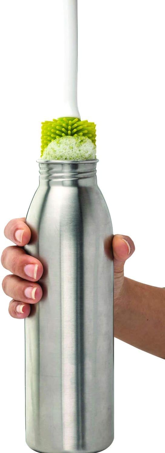 Joie Bottle Brush, Silicone Scrubber with Long Handle, Ideal for Cleaning Water Bottles, Baby Bottles and Glasses, Gentle Non-Scratch Bristles, Handy Kitchen Gadget, Colors May Vary