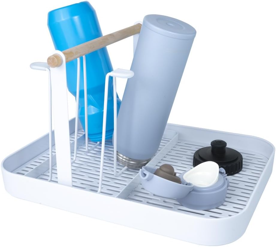 Countertop Drying Rack for Insulated Water Bottles, Glasses, Sports Bottles, Baby Bottles, and More - Drainage Tray for Easy Cleaning and Drying - Practical and Stylish