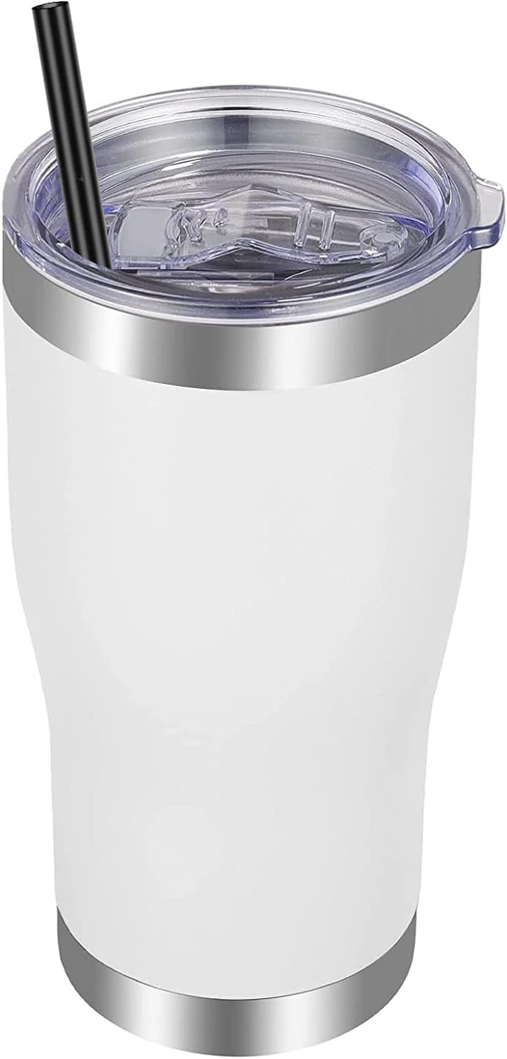 VEGOND 20oz Tumbler Stainless Steel Tumbler Cup with Lid And Straw Vacuum Insulated Double Wall Travel Coffee Mug(Orange 1 Pack)