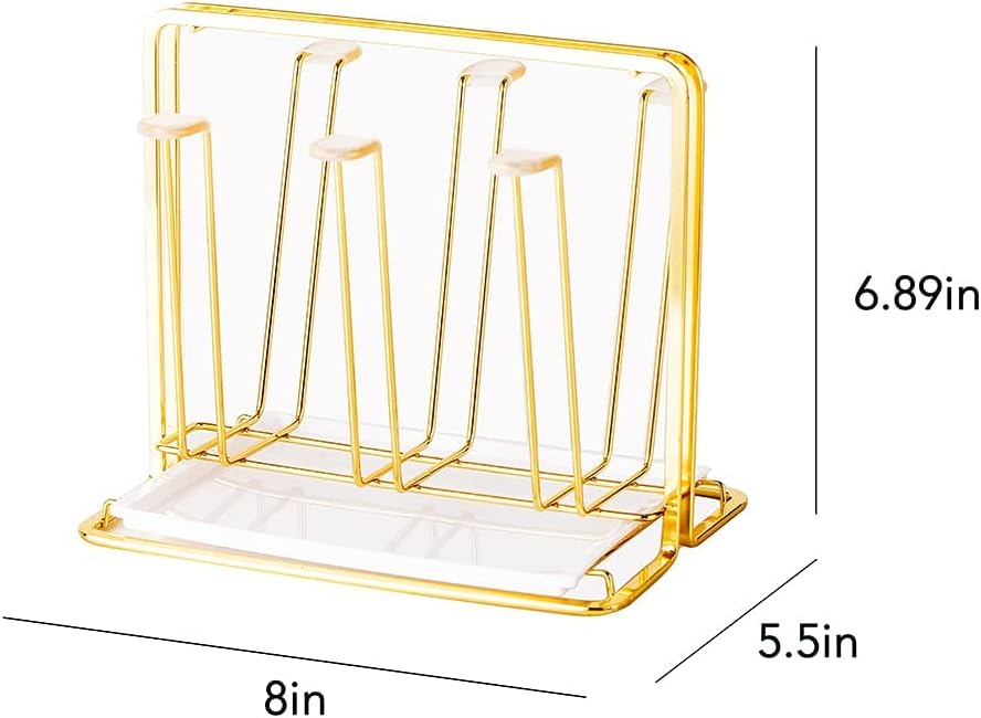 Metal Cup Drying Rack with 6 Hooks, Bottle Drying Rack with Drain Tray,Coffee Mug Holder,Mug Organizer Black