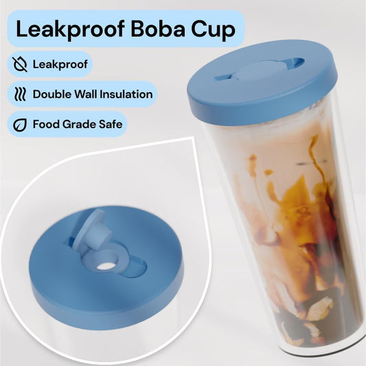 Dodoko Reusable Boba Cup and Straw Boba Tea Cup Bubble Tea Cup Reusable Iced Coffee Cup Cold Coffee Cup Smoothie Cup with Lid and Straw Smoothie Cup to go Smoothie Tumbler 17 oz - Sage Green