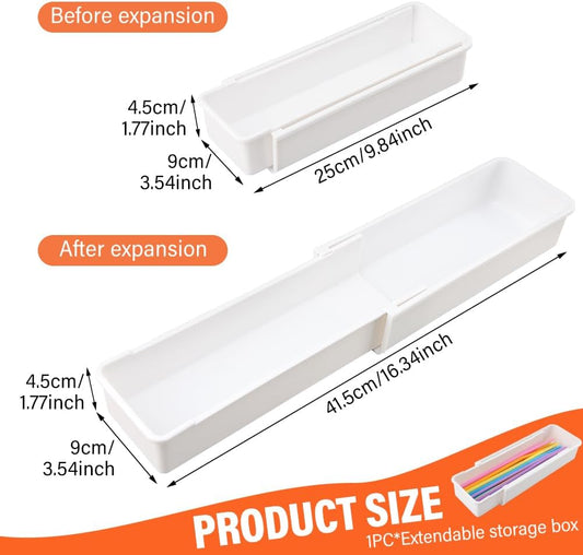 Expandable Straw Organizer for Cabinet, Reusable Multi-Functional Long Straw Drawer Storage for Kitchen Home(COLOR:White)