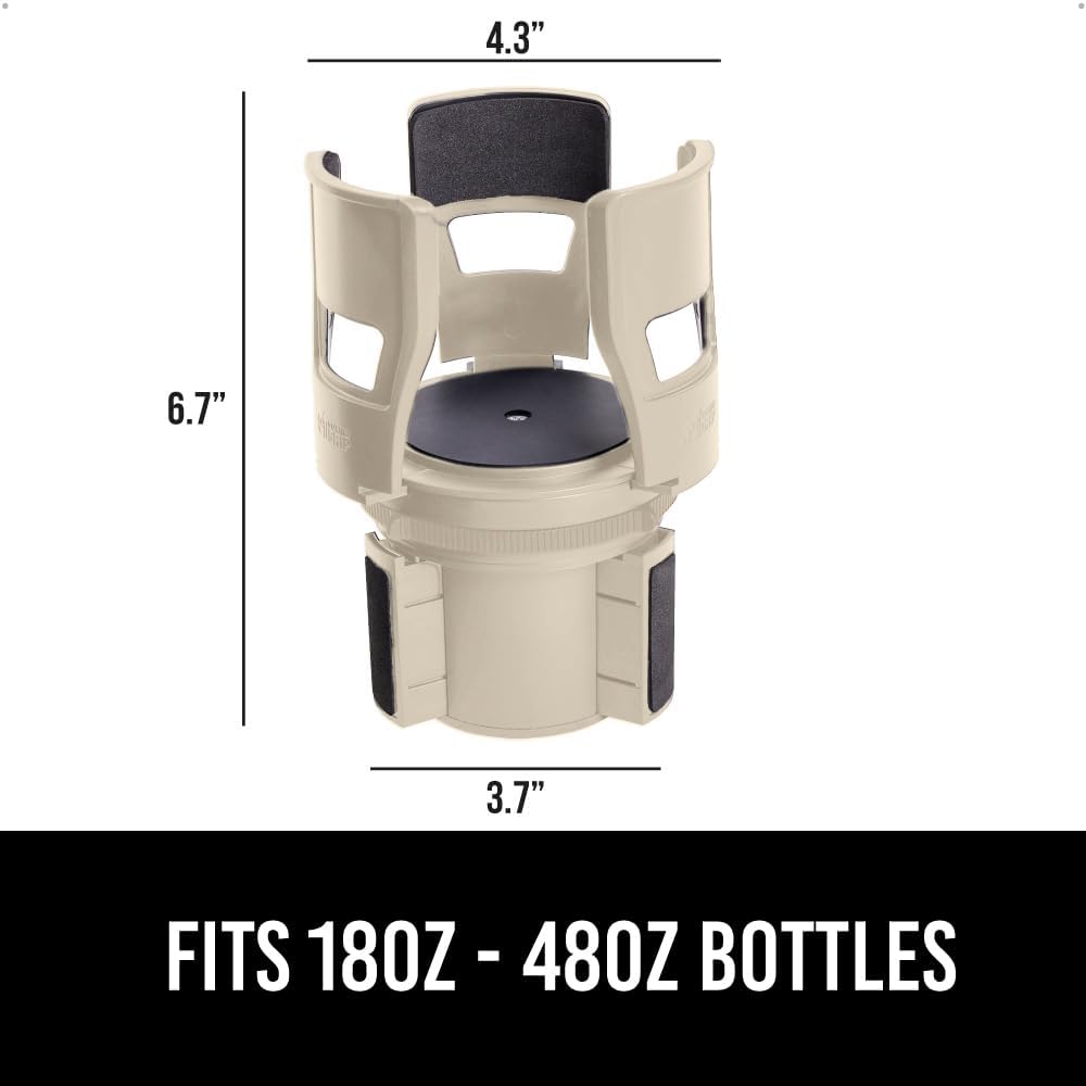 GORILLA GRIP Patent Pending Adjustable Car Cup Holder Expander, Keeps Water Bottle Secure, Expands to Fit 18 to 48 oz Large Bottles, Yeti, Owala, Stanley with Handle, Coffee Mug Insert for Cars, Black