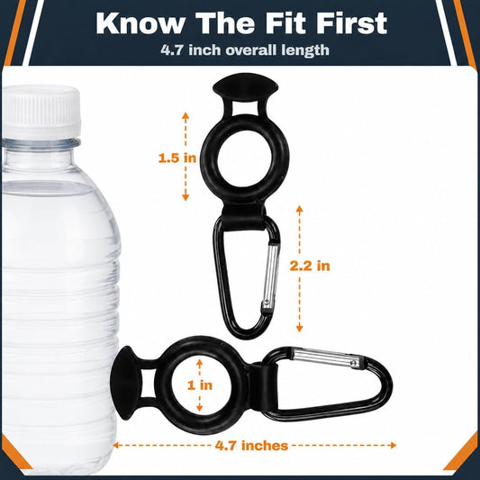 2-Pack Plastic Water Bottle Holder Rubber Grip Aluminum Carabiner