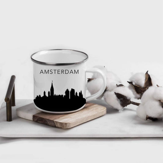 11oz. Tourist Travel Souvenir Stainless Steel Campfire Coffee Mug Gift, Barcelona Skyline, 1-Pack, Enamel Camping Cup Christmas Birthday Study Abroad Graduation, Includes Gift Box