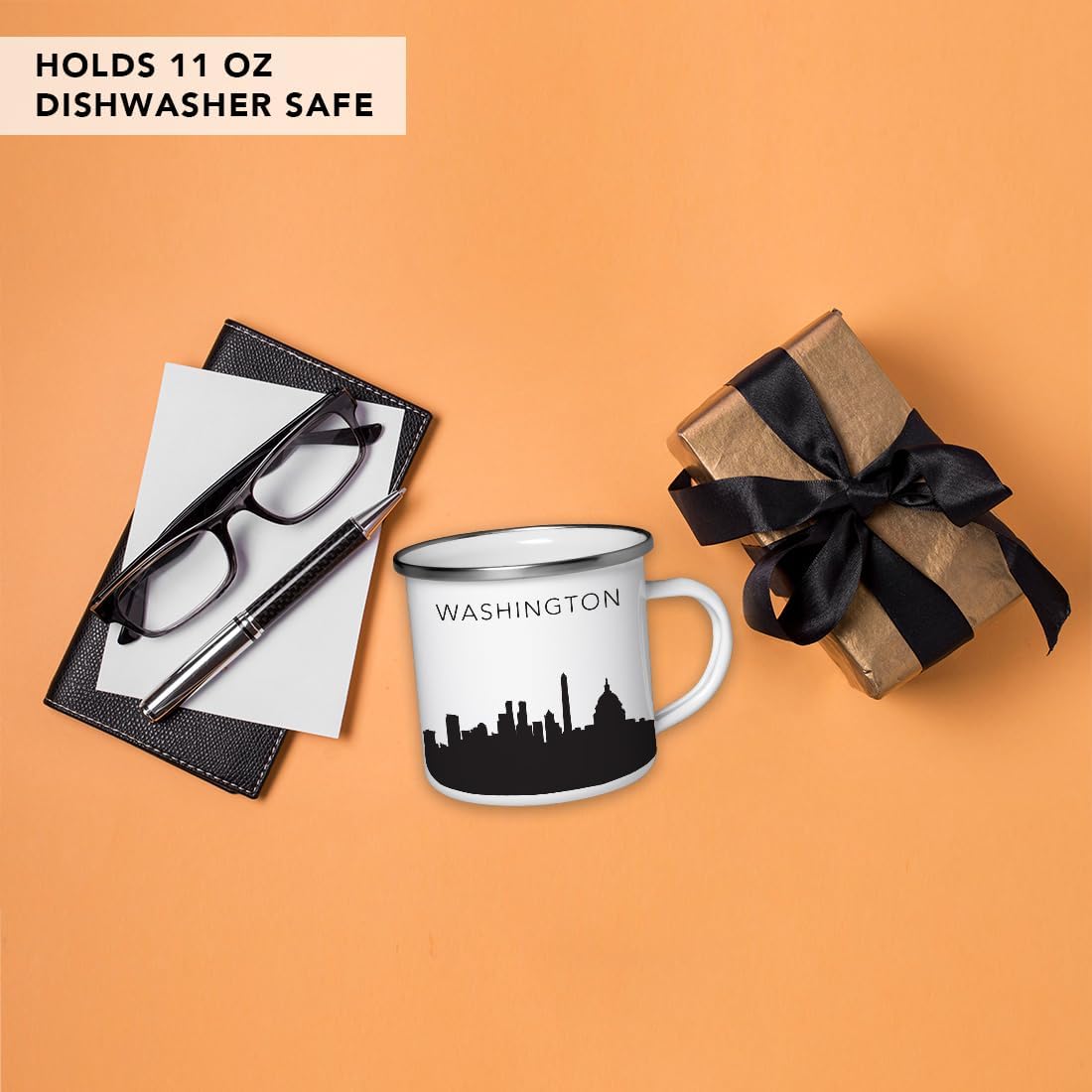 11oz. Tourist Travel Souvenir Stainless Steel Campfire Coffee Mug Gift, London Skyline, 1-Pack, Enamel Camping Cup Christmas Birthday Study Abroad Graduation, Includes Gift Box