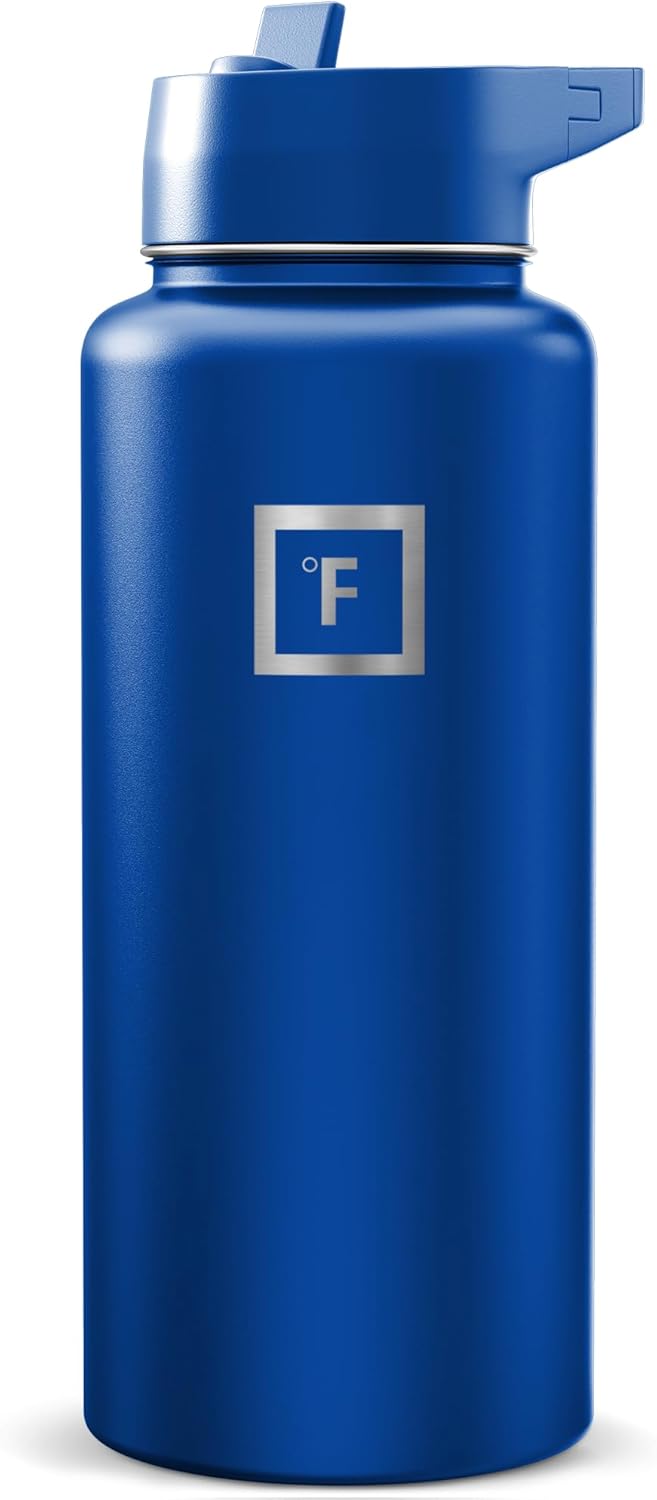 IRON °FLASK Camping & Hiking Hydration Flask with Straw, Wide Mouth Insulated Stainless Steel Sports Water Bottle - 22 oz Aurora