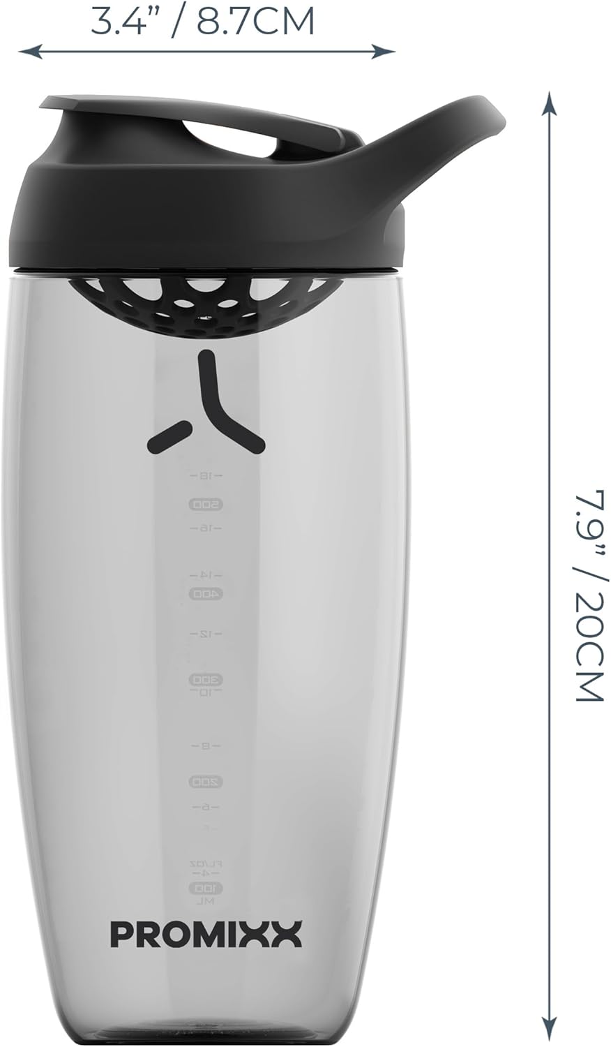 Promixx Pursuit Protein Shaker Bottle (24 oz) – Silent No-Ball Mixer, Leak-Proof Lid, BPA/BPS & Phthalate-Free ECOZEN – Easy-Clean Shaker Cup for Protein Shakes, Pre & Post-Workout Smoothies