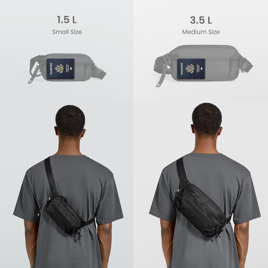 tomtoc 3.5L Sling Bag with RFID Blocking, Crossbody Bag Chest Shoulder Pack for Men and Women, Water-resistant Lightweight Casual Waist Fanny Pack for Travel/Daily Use
