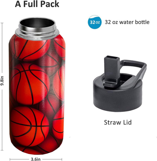 32oz Pickleball Water Bottle Insulated Vacuum Stainless Steel Tumbler Travel Mugs With Straw for Game Sport,Pickleball Accessories