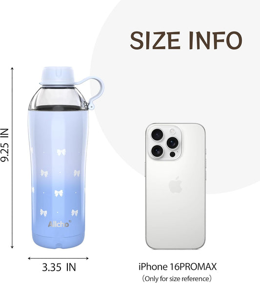 Allcho Insulated Water Bottle for Women, 18oz Stainless Steel Leak Proof Tumbler with 2 Lids, BPA-Free Tritan Chug & Straw Lid, Double Wall Vacuum Flask