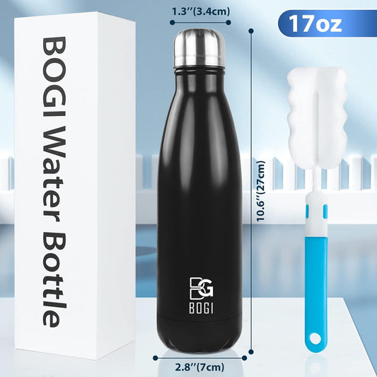 BOGI 17oz Insulated Water Bottle Double Wall Vacuum Stainless Steel Water Bottles, Leak Proof Metal Sports Water Bottle Keeps Drink Hot and Cold - Perfect for Outdoor Sports Camping Biking (Purple)