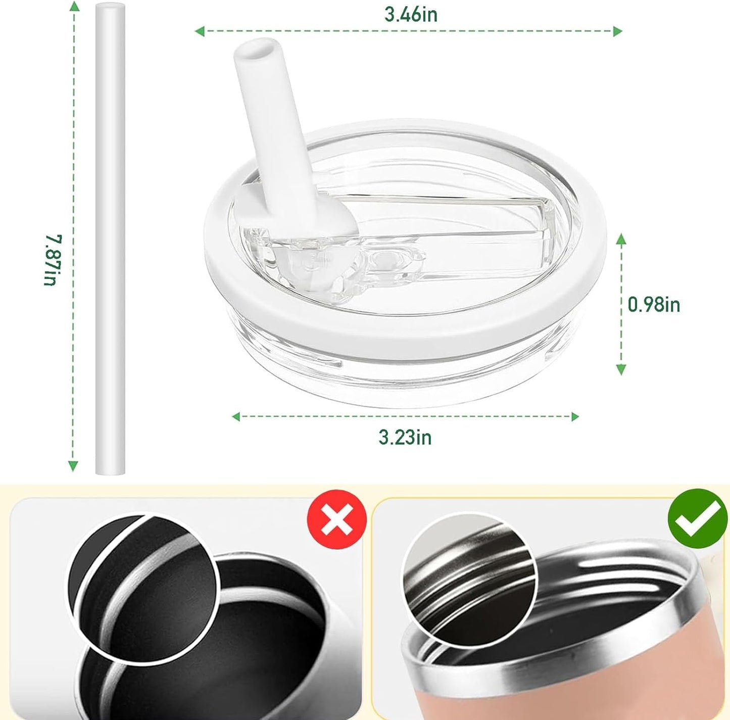 2 Pack 30 oz Tumbler Flip Straw Lid Replacement Compatible for Stanley Quencher, Leak Proof Lid Replacement for 30 OZ Stanley H2.0 FlowState Tumbler,Spill Proof Splash Reusable (Transparent Cream)