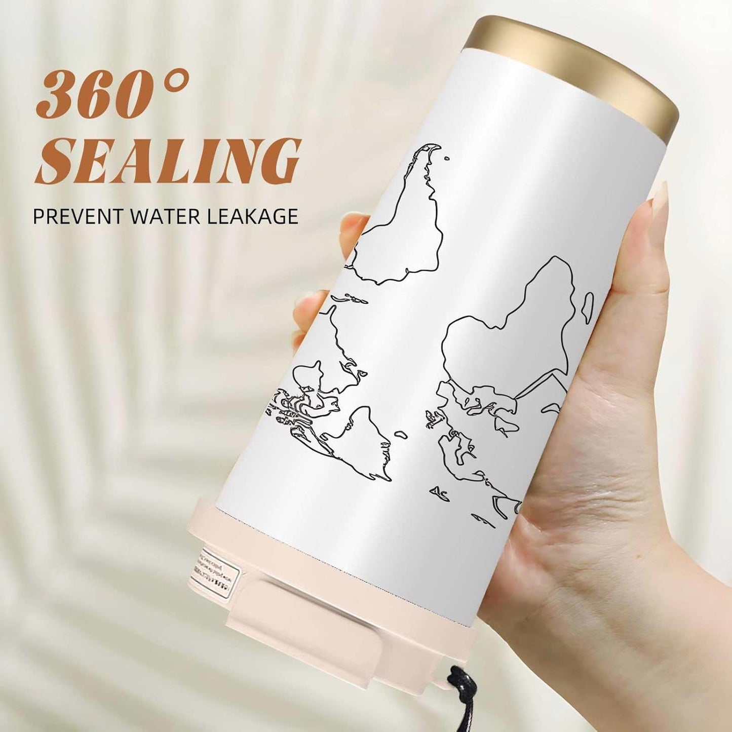 Premium 316 Stainless Steel Tumbler,Map BPA Free Insulated Travel Mug Leak Proof Lid & Straw for Commute, Road Trip, Daily Use (Black White, 18oz)