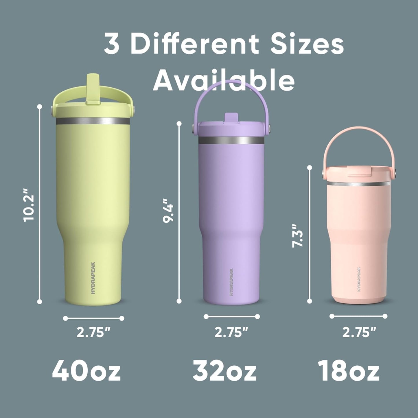 Hydrapeak Nomad 32oz Insulated Stainless Steel Travel Tumbler with Handle & Straw Lid, Leakproof, Cupholder Friendly, Keeps Drinks Cold 24 Hours, Reusable Bottle for Daily Hydration (Pale Sage)