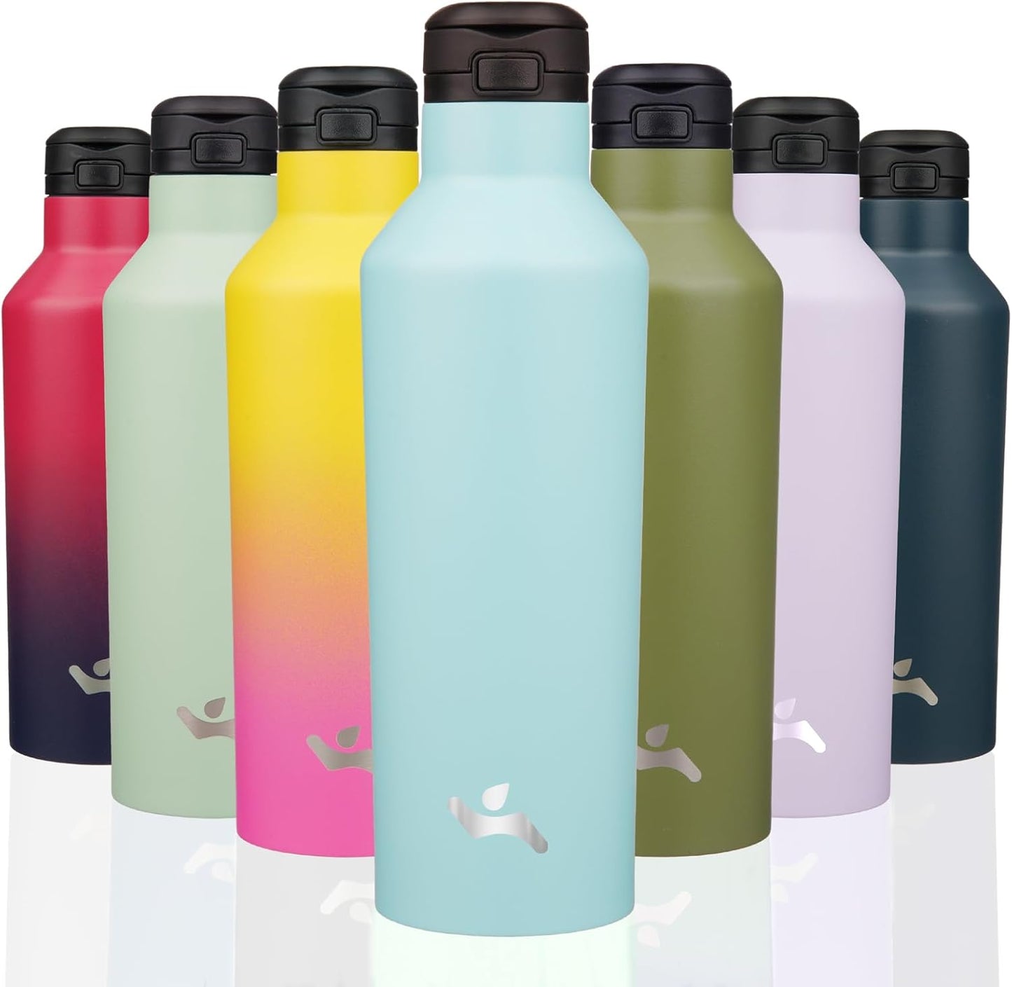 Konokyo Insulated Water Bottle with Straw,25 OZ Double Wall Vacuum Stainless Steel Water Flask with 2 Lids,Black