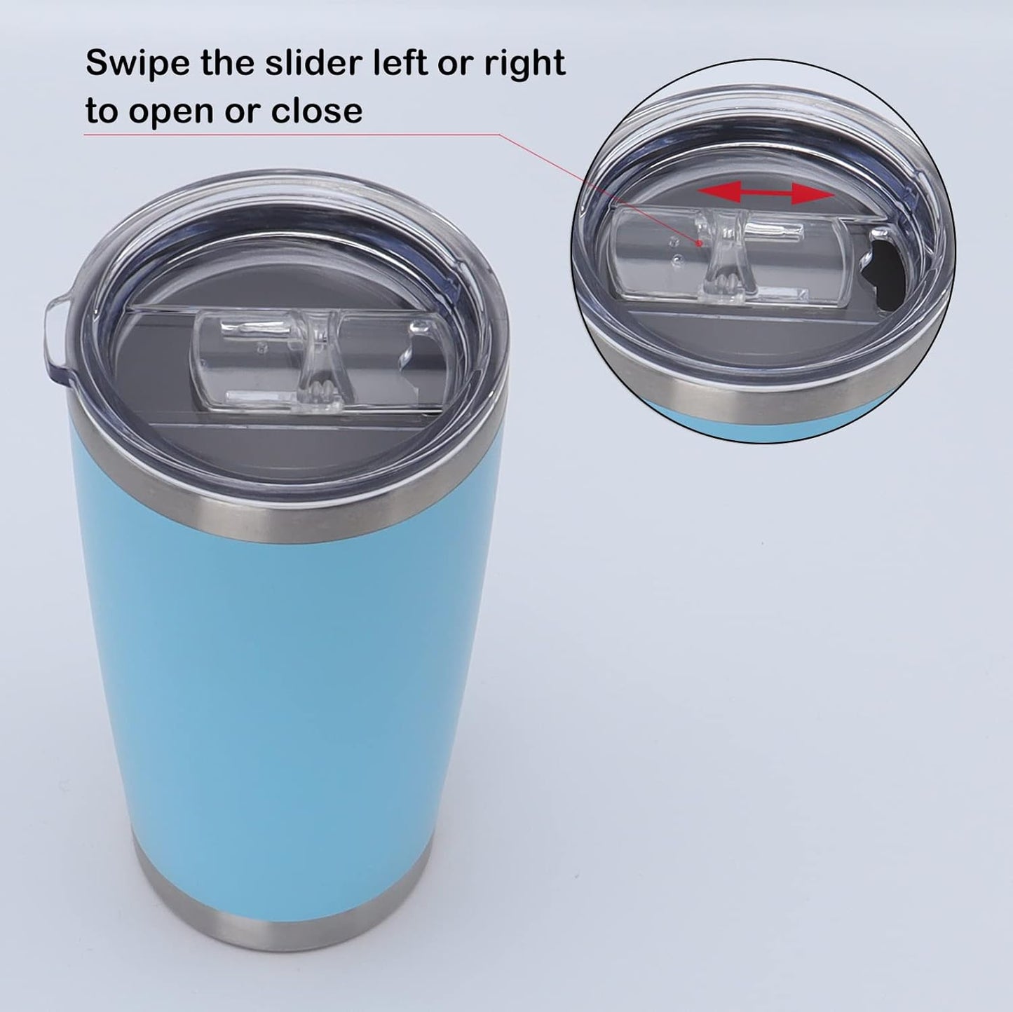 DOCIK Splash Proof Lids Covers for 20 Oz Yeti Rambler Ozark Trail Tumbler and More Travel Cup, Also Fit for Yeti 10 Oz Lowball, 2 Pack