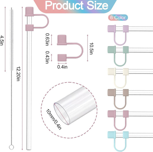 Clear Replacement Straw with Covers for Stanley 40&30 oz Cup, 10mm Reusable Straws with Cleaning Brush, Accessories for Stanley Tumbler