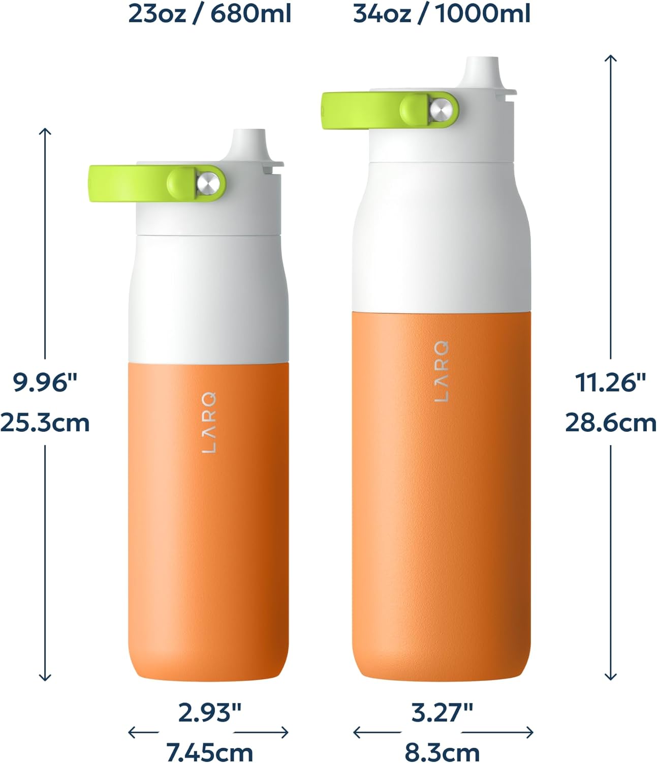 LARQ Swig Top — Insulated Stainless Steel Water Bottle with Straw, Detachable Silicone Handle, Vacuum 24h Cold, BPA-Free Metal Bottle for Gym, Travel, Office, Wide Mouth for Ice — 23 oz, Mojave Dune