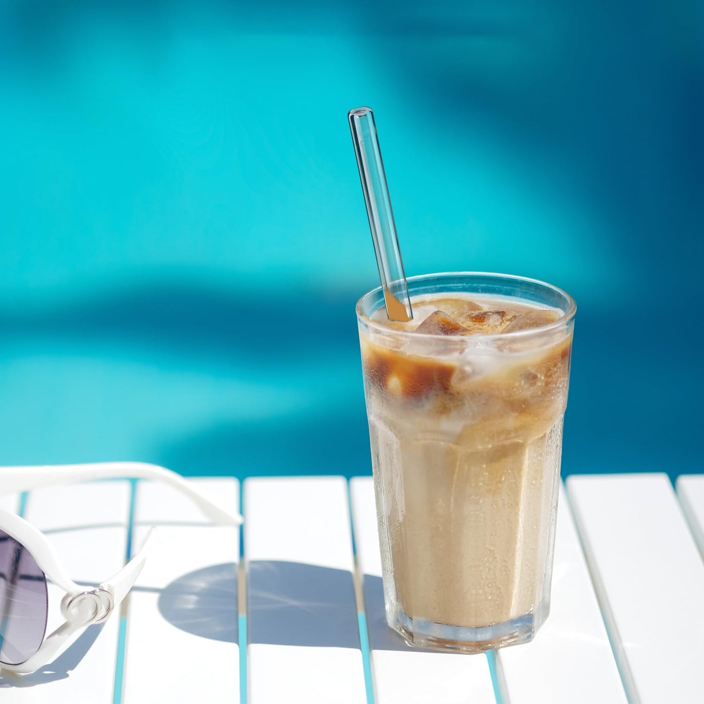 Reusable Glass Straws Shatter Resistant Clear, Skinny Glass Straw Bent Thin for 16 oz Cups Tumblers 9 inch 8mm