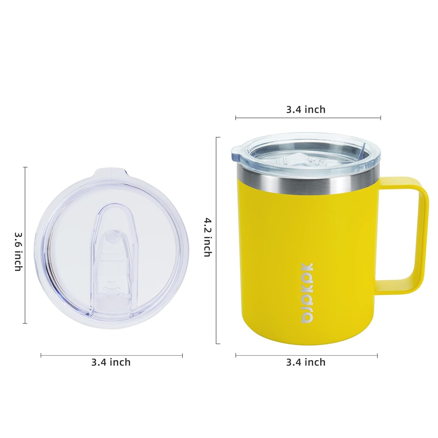 BJPKPK 2 pcs Insulated Coffee Mug, 14oz Insulated Tumbler with Lid, Stainless Steel Coffee Cups with Splash Proof Lid-White