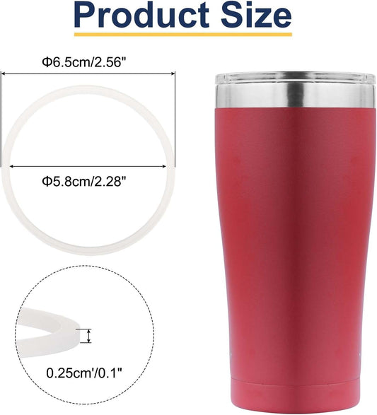 uxcell 16oz or 20oz Replacement Rubber Lid Seals, 2 Pcs 2.4" Diameter O Shaped Resealable Lid Gaskets for Stainless Steel Insulated Tumbler Mugs Cups Vacuum, White
