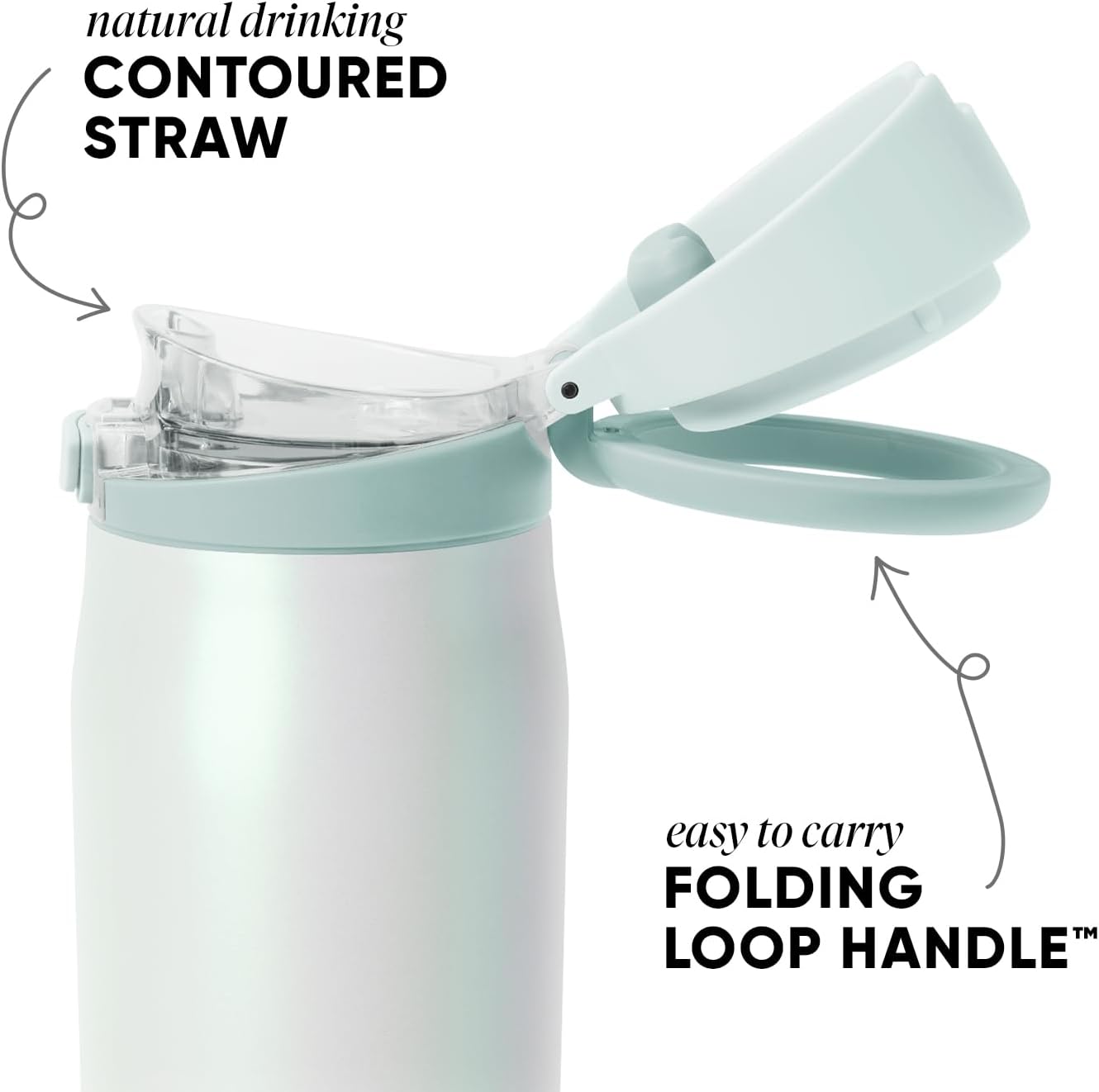 Simple Modern Mesa Loop Water Bottle with Covered Straw and Handle | 24oz Cup Holder Friendly Insulated Stainless Steel Bottles for Travel, Sports and School | Iris Sage - Colors A