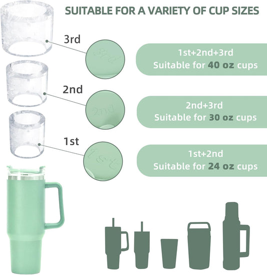AIMI Ice Cube Tray for Stanley Cup 3 Pack, Flexible, BPA-Free, Space-Saving Design, Easy Release Compatible with 30-40 oz Tumbler Cup Specialty Tools Ice Cube Molds, Green