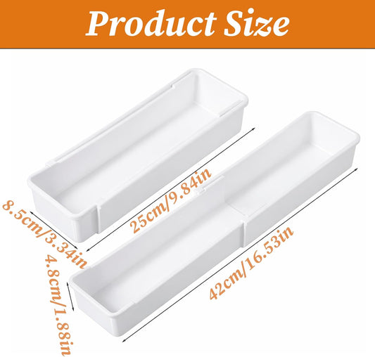 Straw Organizer Drawer Straw Holder Expandable Straws Storage for Cabinet Reusable Long Straws Drawers Organizer Fits for 60oz Long Kitchen Drawer Organizers for Utensils White
