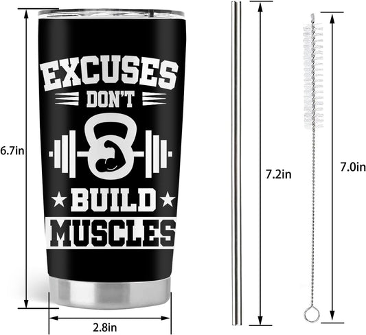 Gym Gifts for Women, Womens Fitness Workout Gifts, 20oz Stainless Steel Insulated Tumbler with Lid & Straw
