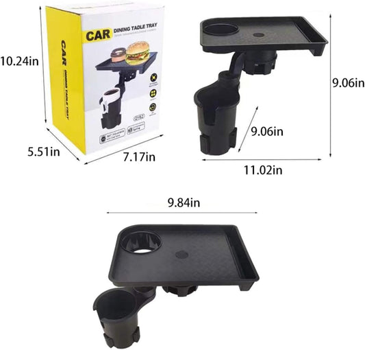 Vehicle-Mounted Multifunctional Water Cup Holder Tray Black Adjustable Cup Holder Dining Plate Expandable Bracket Storage Space-Saving