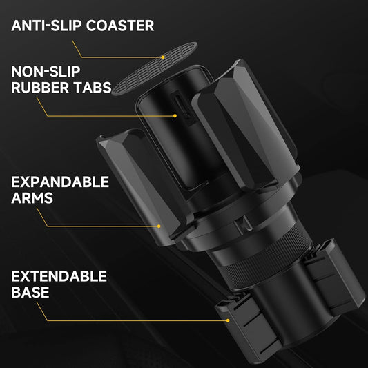 DYLEN Car Cup Holder Expander, Cup Holder Expander Adapter for Car with Expandable Arms, Fits Yeti, HydroFlask, Stanley 14-64oz, Other Large Drinks and Mugs in 2.5”-5.9”