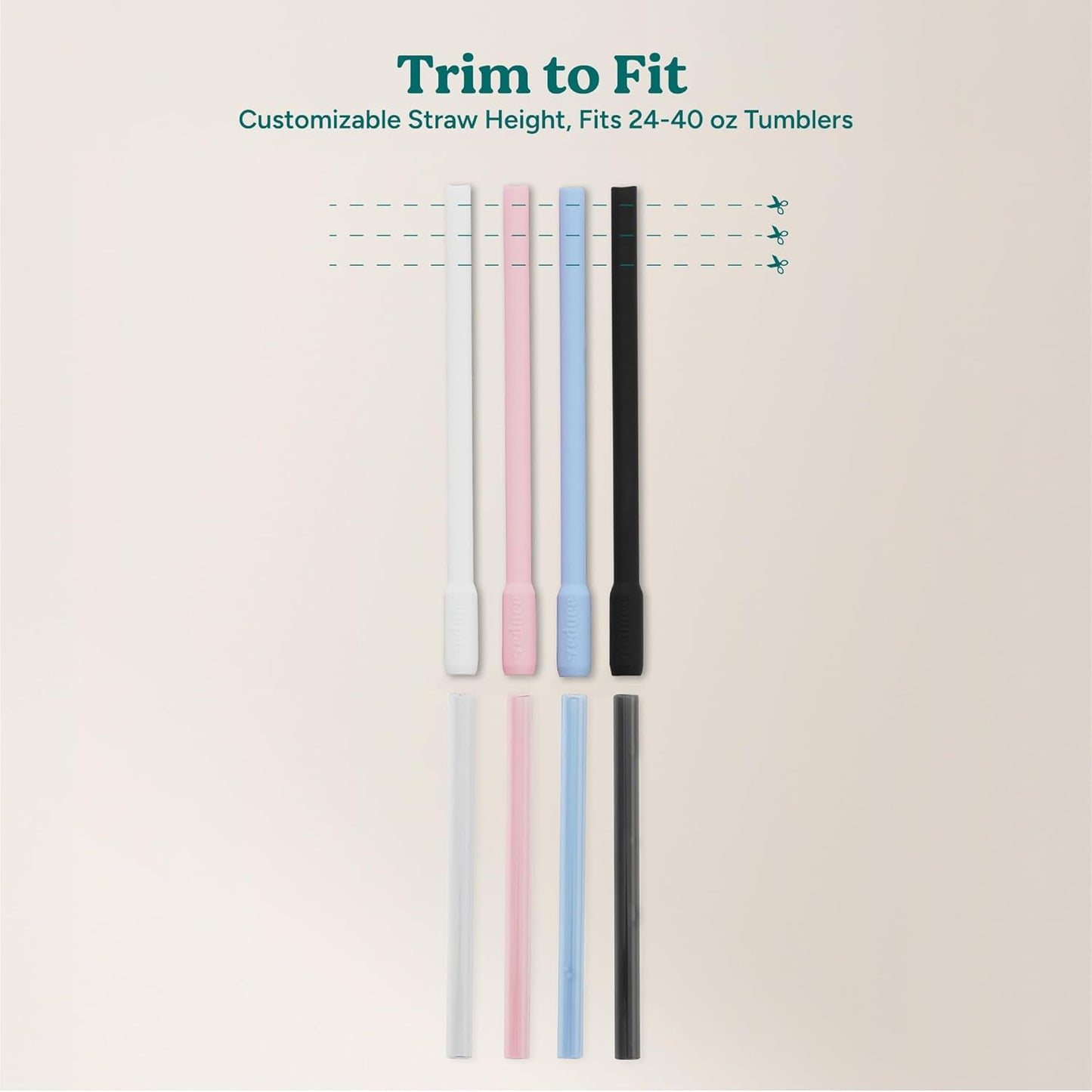 REDUCE Reusable Cold1 Flex Straws, Flip and Sip Silicone-Tritan Combo Replacement XL Straws, 4-Pack of BPA-Free, Dishwasher-Safe, Fits Most 24 oz to 50 oz Tumblers and Travel Mugs, Assorted Colors
