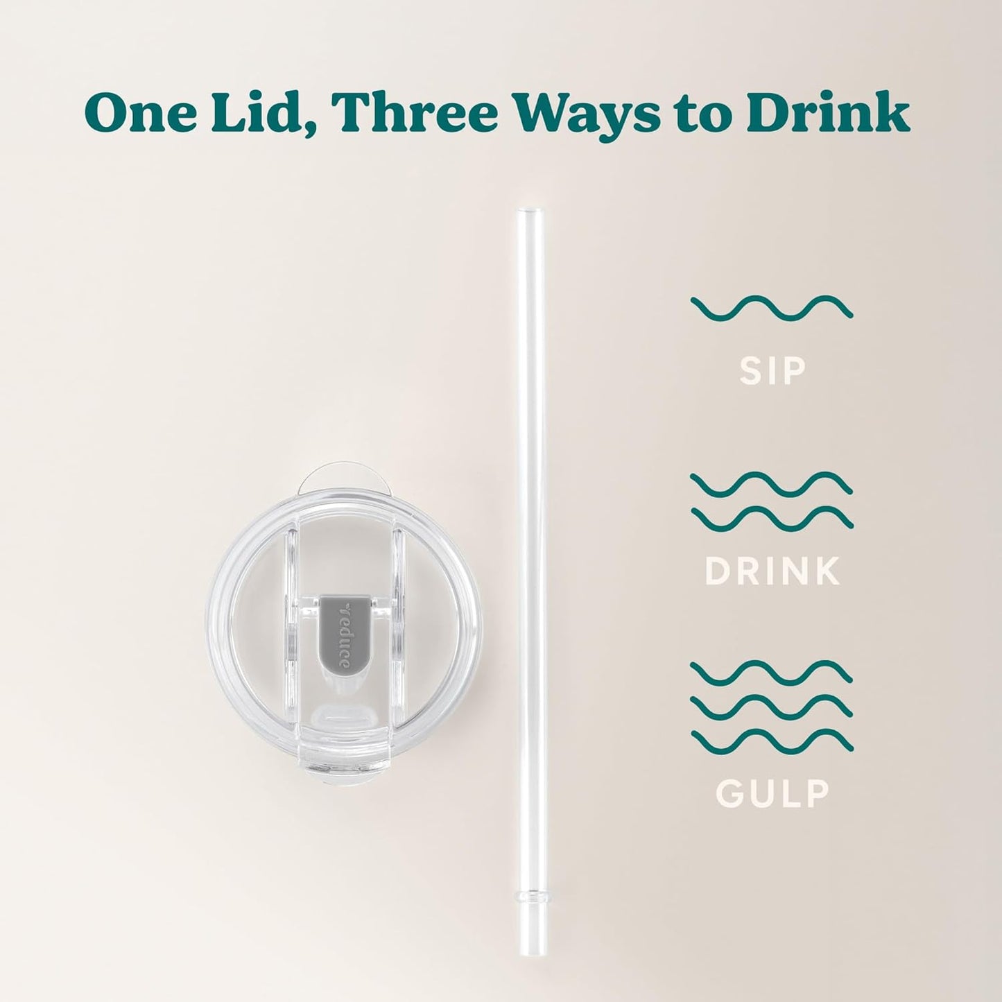 REDUCE brand Cold1 Tumblers or Mugs 20-24oz mouth Replacement Lid (3.5 inch diameter) and Straw (10.6 inch) set, Clear, BPA Free, Dishwasher safe, Durable, Reusable, Spill Proof Lid, Medium